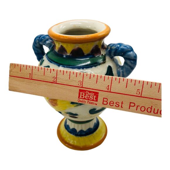 Moriyama Japanese Vase Hand Painted Bird Flower Ceramic Pottery Double Handle 6” - Picture 7 of 14